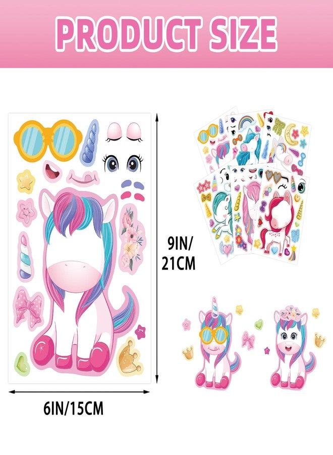 EUUBIRD 24 Pcs Make Your Own Unicorns Sticker Sheet, Unicorns Party Favors Face Stickers for Kids Girls Toddlers Activities Bags Unicorns Birthday Party Favors Supplies Craft - Image 2